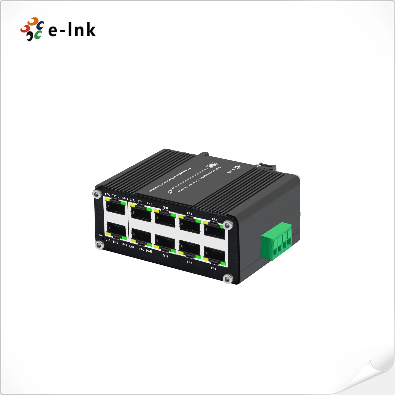 Industrial Compact Ethernet Switch 12~48VDC Redundant Power with Reverse Polarity Protection up to 240-watt PoE Budget