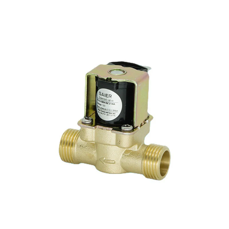 Latão Sensor válvula solenóide, Duplo Inner Outer Tooth Inlet, Gás Inlet and Drain Valve, Water Pipe Inlet, G1, 2, 4-Point