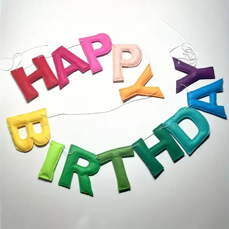 2.1Meters Colorful 3D Happy Birthday Banner for Kids Birthday Party Decoration Photo Props Boy Girl Birthday Felt Garland Flag