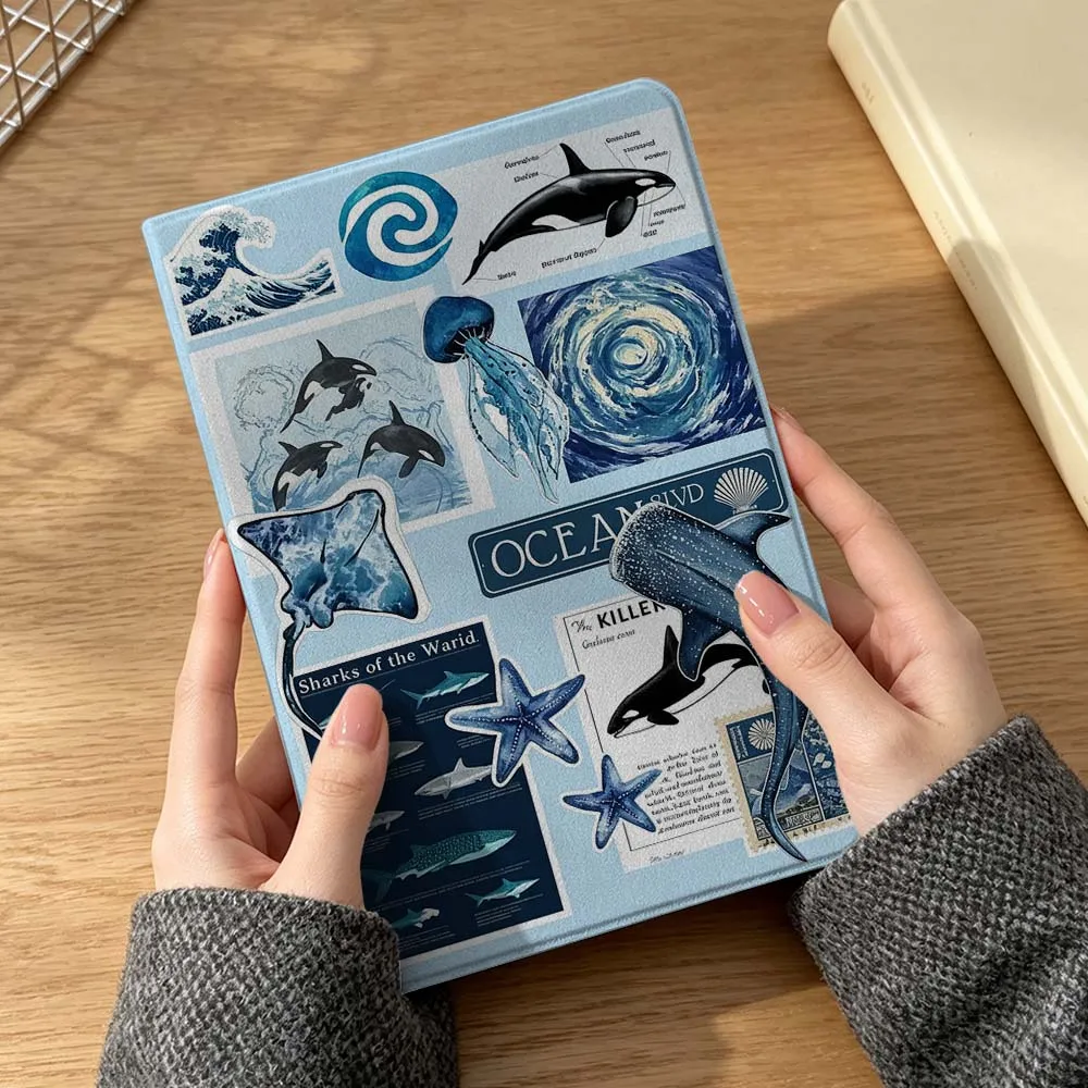 Cartoon Marine Organisms For Xiaomi Poco Redmi K Pad 5 6 7 7S 8 Mini SE Pro 11 12.1 12.5 11.2 14 8.8 inch Foldable Tablet Case