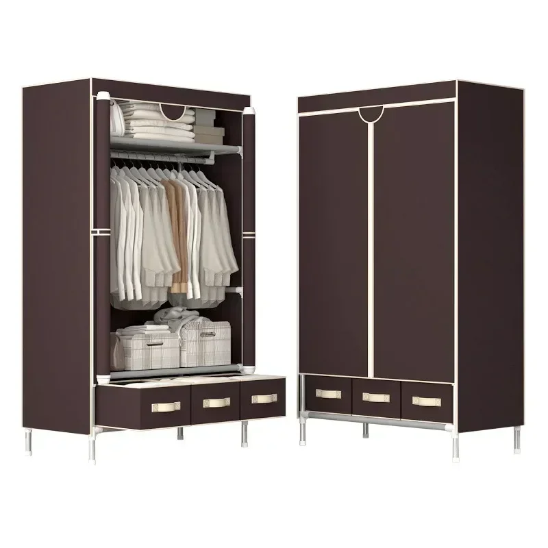 wardrobe, single person economical and fashionable closet, with 3 storage boxes, Assembly closet for clothes, Storage locker