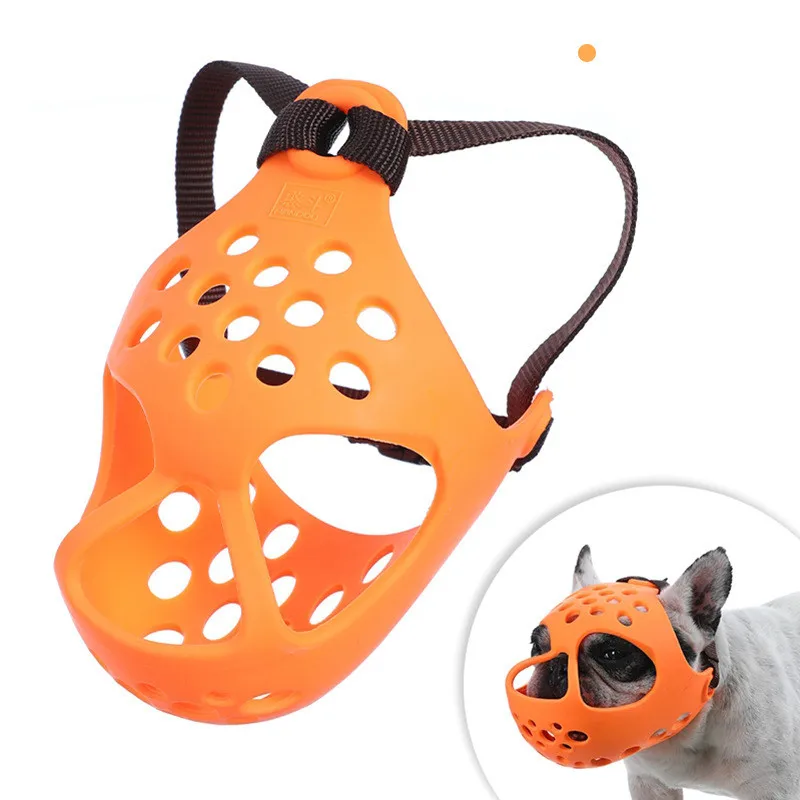 Pet Muzzle Adjustable Breathable Soft Rubber Mouth Mask for Bulldogs Dog Muzzle Short Snout French Bulldog Anti Bark Bite Chew