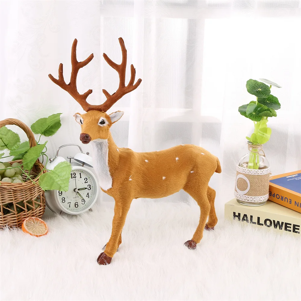 30/35/40cm Simulation Plush Reindeer Christmas Deer Xmas Elk Decorations Ornament For Home New Year Desktop Decor