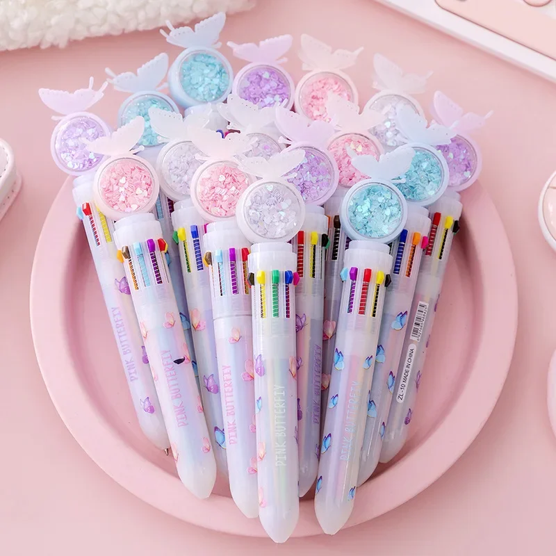 20 Pcs Cartoon Multicolor Ballpoint Pen Color Creative Ball Pens Elementary Fresh Student Prize Small Gift Office Supplies