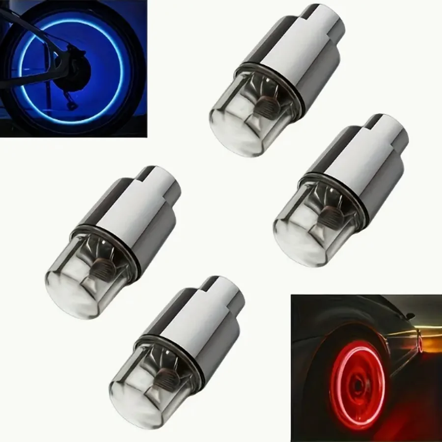 4PCS Car Wheel Tire Tyre Lights LED Blue Light Fit For Car Bike Motorcycle Car Tire Decoration Accessories