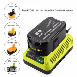 For Ryobi Replacement Charger for Ryobi Ni-CD Ni-MH Li-ion 14.4V 18V Battery P107 P108 P108 ONE+ P110 fast charging 3A Hotsell