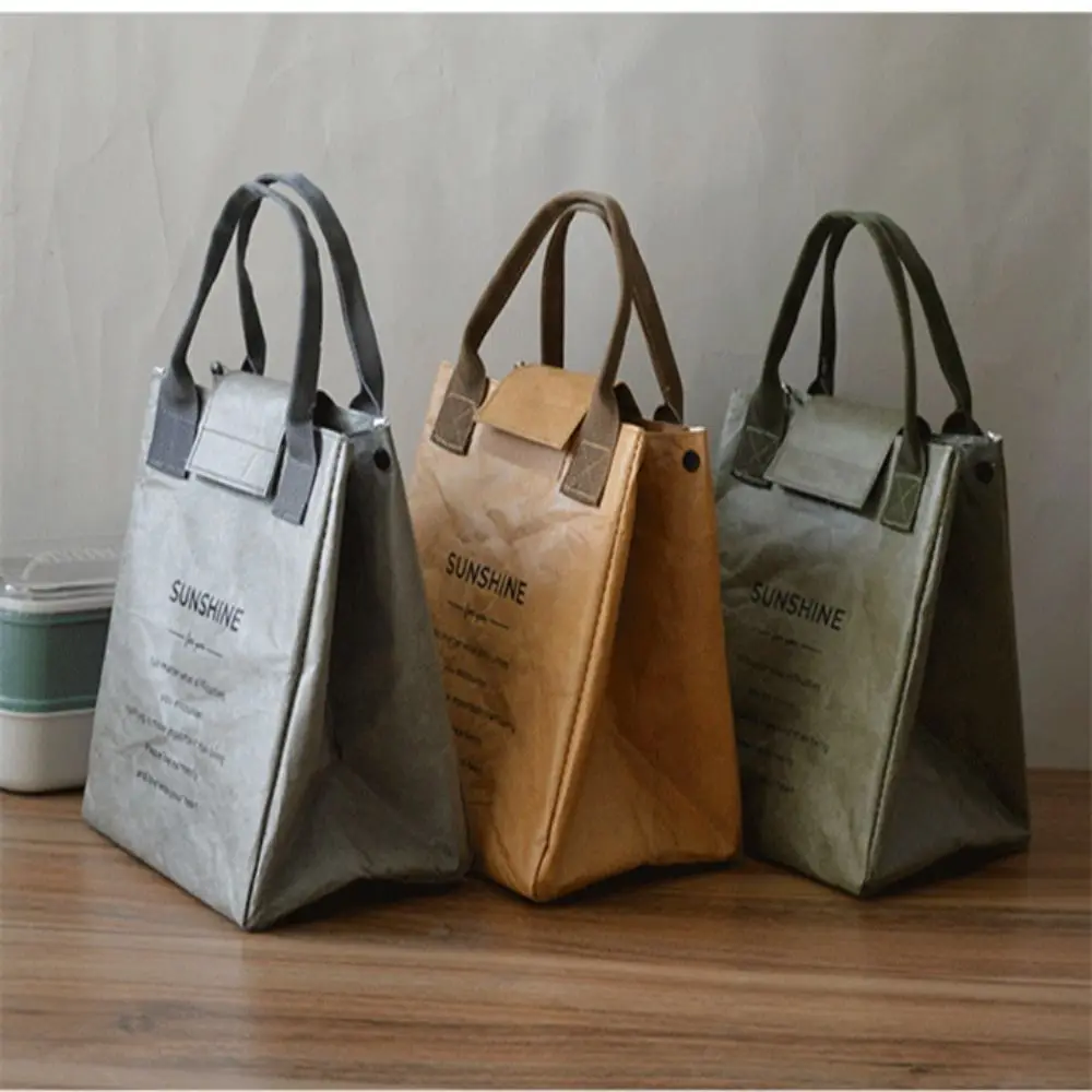 Lunch Bag Dupont Paper Lunch Box Tote Bag Insulation Refrigerated Portable Waterproof Storage Bag School Outdoor Picnic