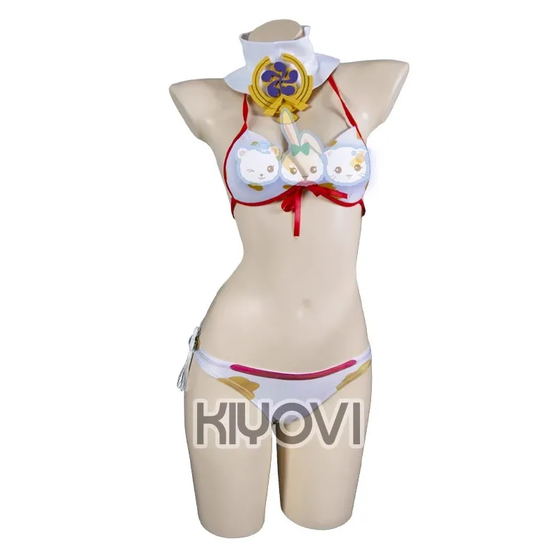 

Anime Game GENSHIN IMPACT Yae Miko Cosplay Doujin Sexy Bikini Swimsuit Suit Pool Beach Party Headwear Bras Shorts Socks Prop Set