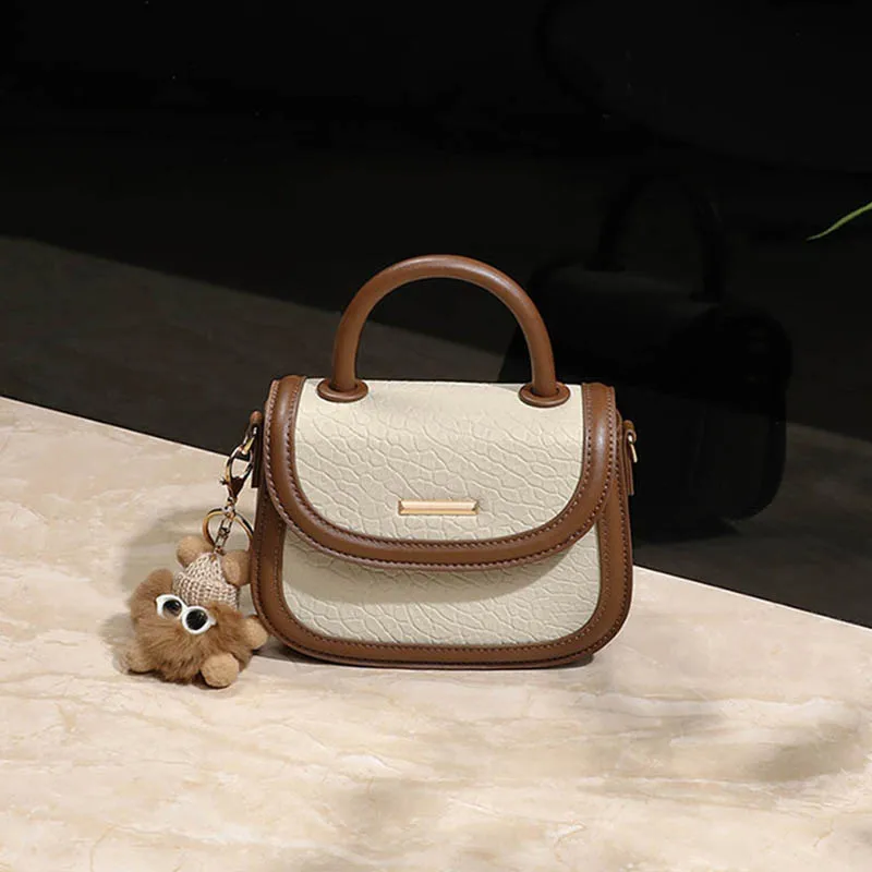 حقيبة يد نسائية صيفية بتصميم عصري حقيبة كتف جلدية أصلية فاخرة جديدة متعددة الاستخدامات حقيبة كروس نسائية ملونة متضاربة #6