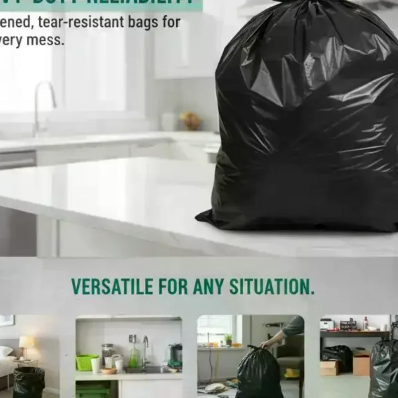 Black Large Thickened Disposable Garbage Bags Heavy Duty Tear Proof Trash Bags for Kitchen Outdoor Restaurant Household