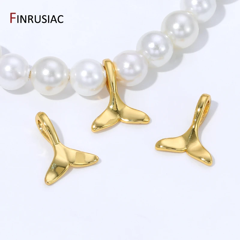 18K Gold Plated Brass Fish Tail Charm Pendant for Jewelry,Metal Mermaid Tail Pendant For DIY Handmade Jewelry Making Accessories view 6
