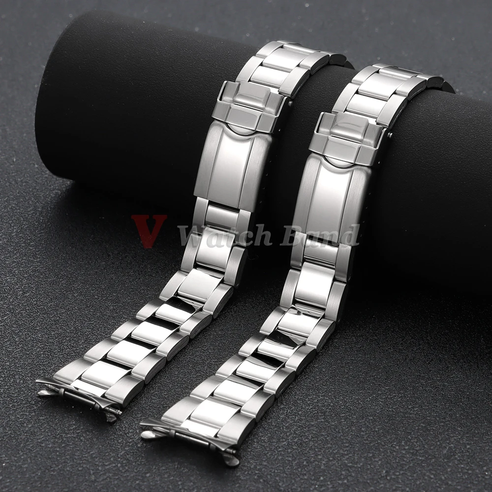 Curved End Metal Strap 18mm 19mm 20mm 22mm for Rolex for Water Ghost Strap Arc End Stainless Wrist Band Replacement Bracelet