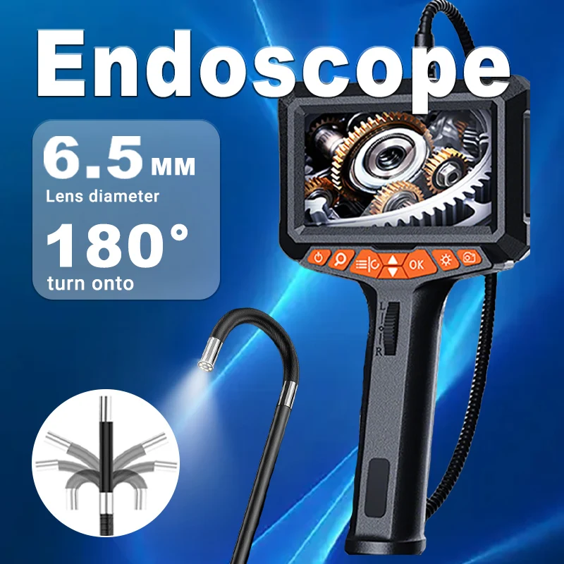 Two-Way 180° Articulating Endoscope, 1080P HD IPS Screen Snake Borescope for Automotive Engine Inspection