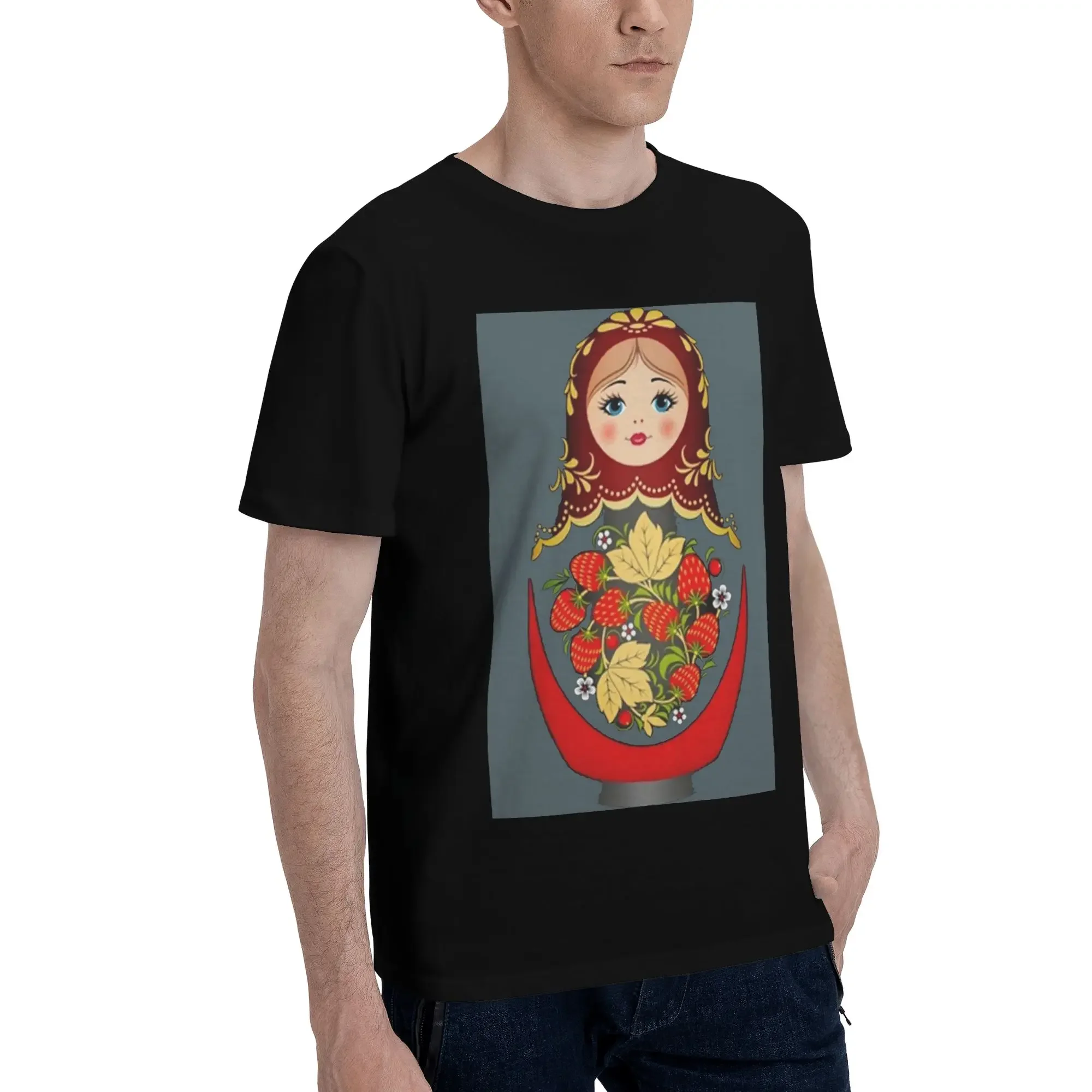 Matryoshka Russian Nesting Doll Men T-Shirt Oversized T Shirts Men's Crew Neck Cotton Tees Short Summer Male