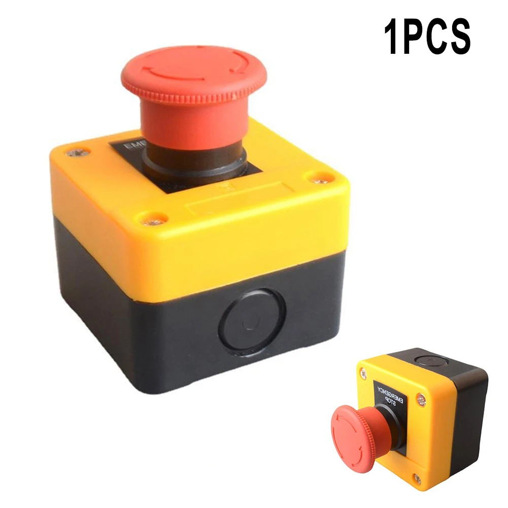 22mm Red Mushroom Stop Button Switch 36V 600V 10A Waterproof ABS For Factory Machine Control Panel