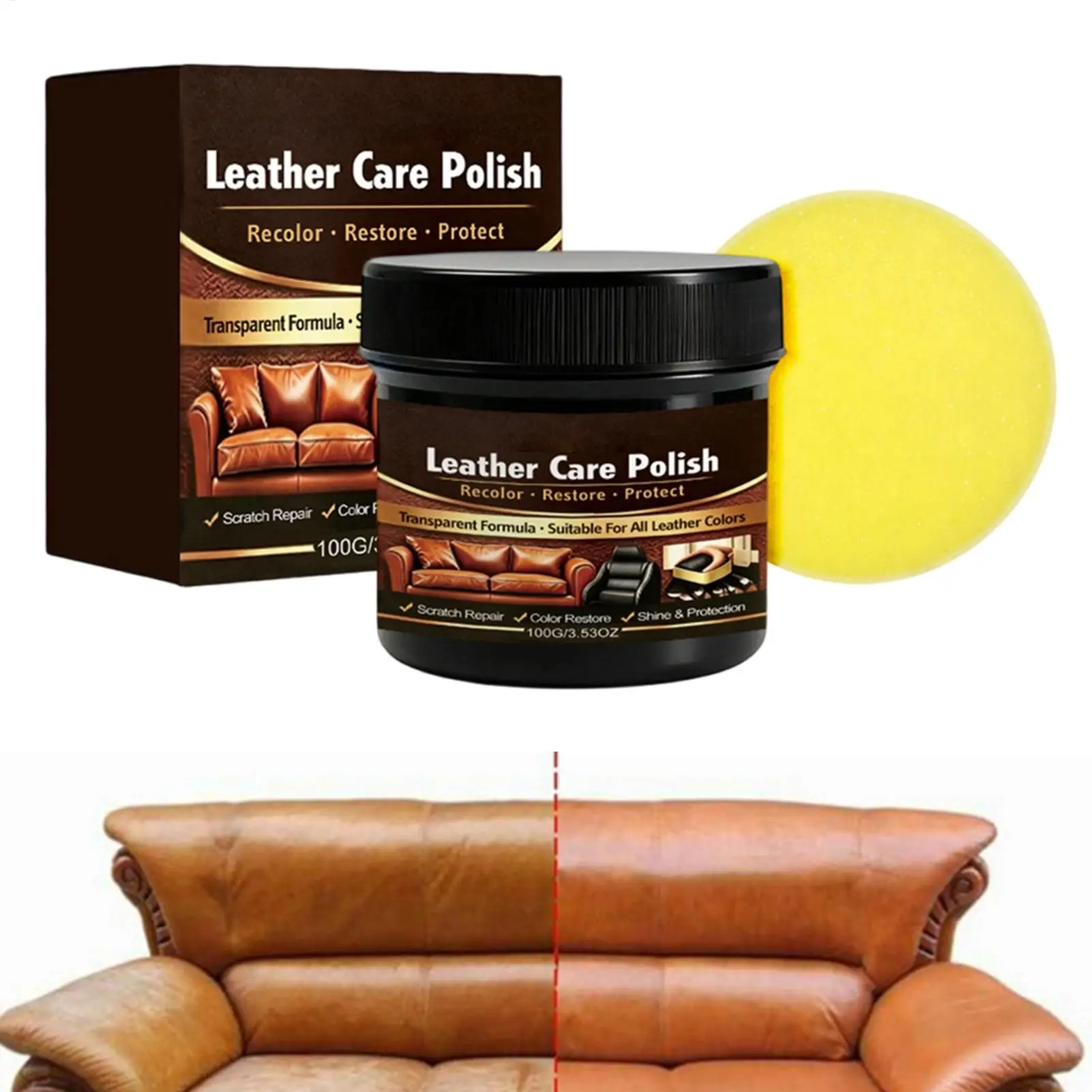 100g Leather Cleaner Polishing Shine Restorer Wax Stain Remover Care Balm for Purse Jacket Boot Couch Car Seat Detailing