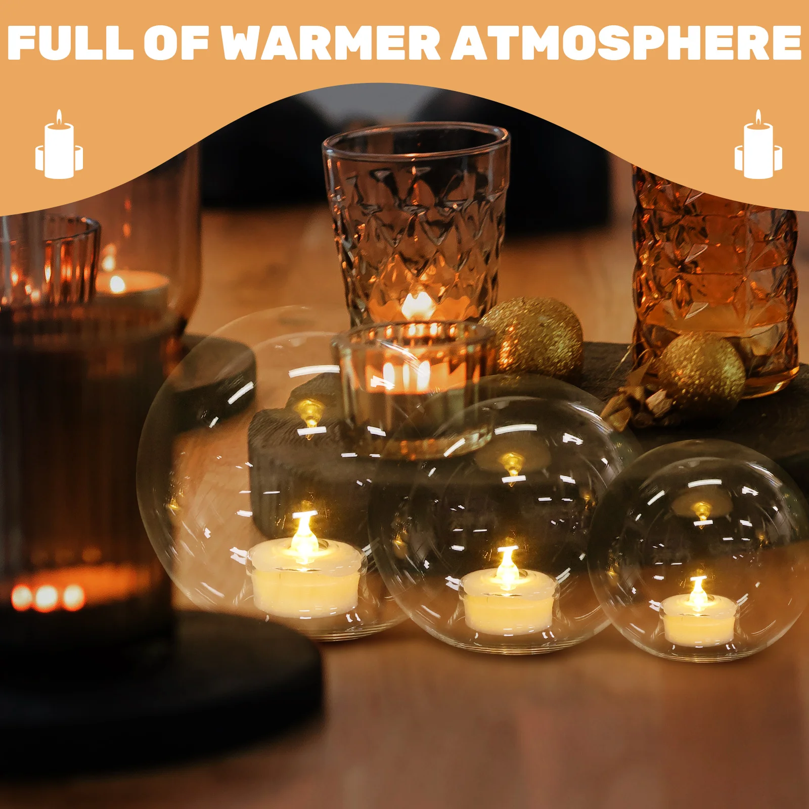 

3Pcs LED Electronic Lights Operated Sphere Ball Flameless Lamps Decorative Lighting for Wedding Party