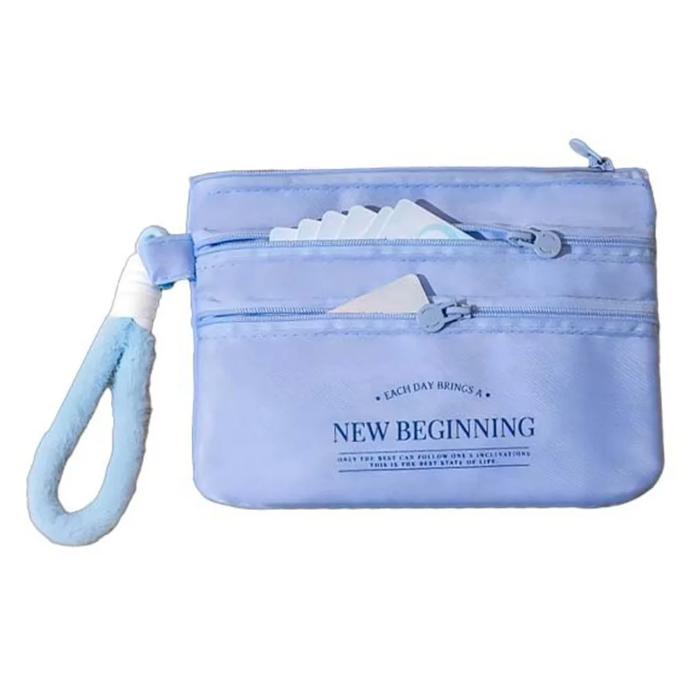 

3 Layer ID Card Storage Bag Waterproof Portable Plane Ticket Bag Lightweight with Rope Passport Holder Wallet Boarding Card