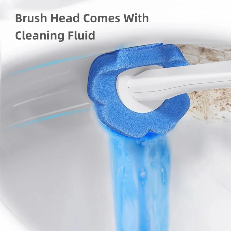 Joybos Toilet Brush with Cleaning Fluid Wall-mounted Disposable Cleaning Tools Toilet Gap Clean Semi-automatic Open and Close