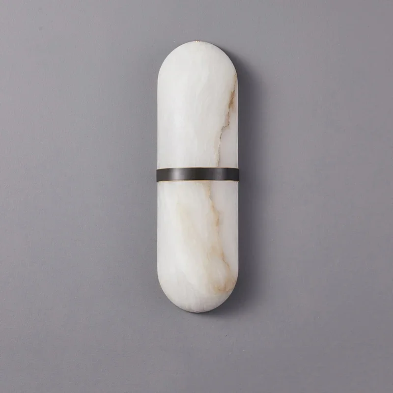 Nordic Light Luxury Imitation Marble Decorative Bedside Lamp Living Room Dining Room Bathroom Entrance Hall LED Oval Wall Lamp