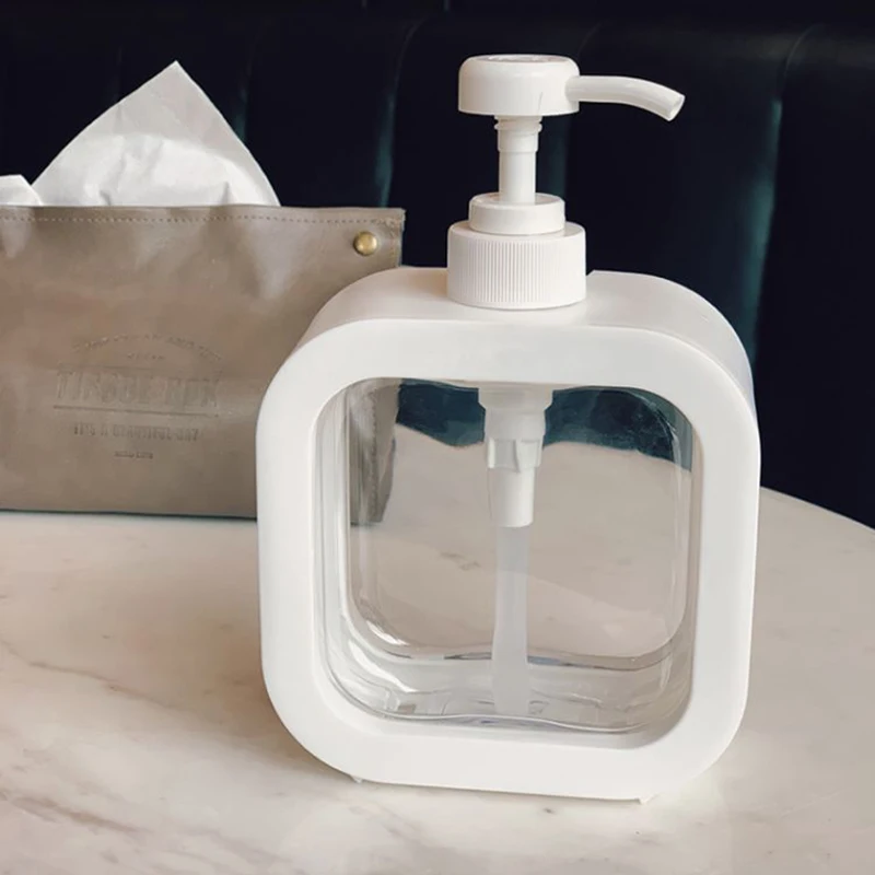 Ins Dispenser di sapone trasparente bianco di grande capacità/flacone vuoto quadrato da 500ML per disinfettante per le mani cosmetici Shampoo