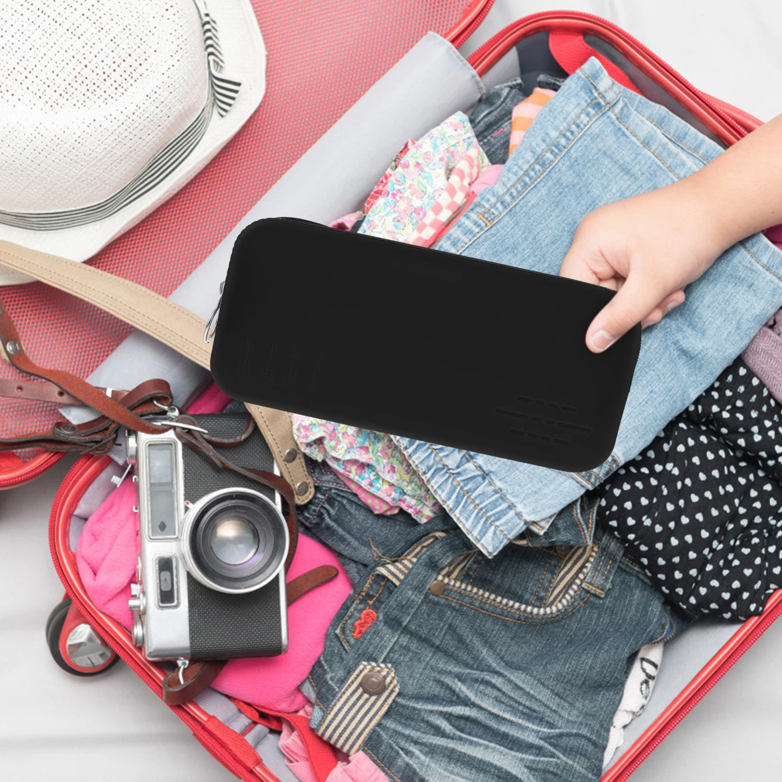 

Silicone Makeup Brush Holder Travel Case Portable Organizer Cosmetics Bag Lightweight Makeup Pouch for Women Holder