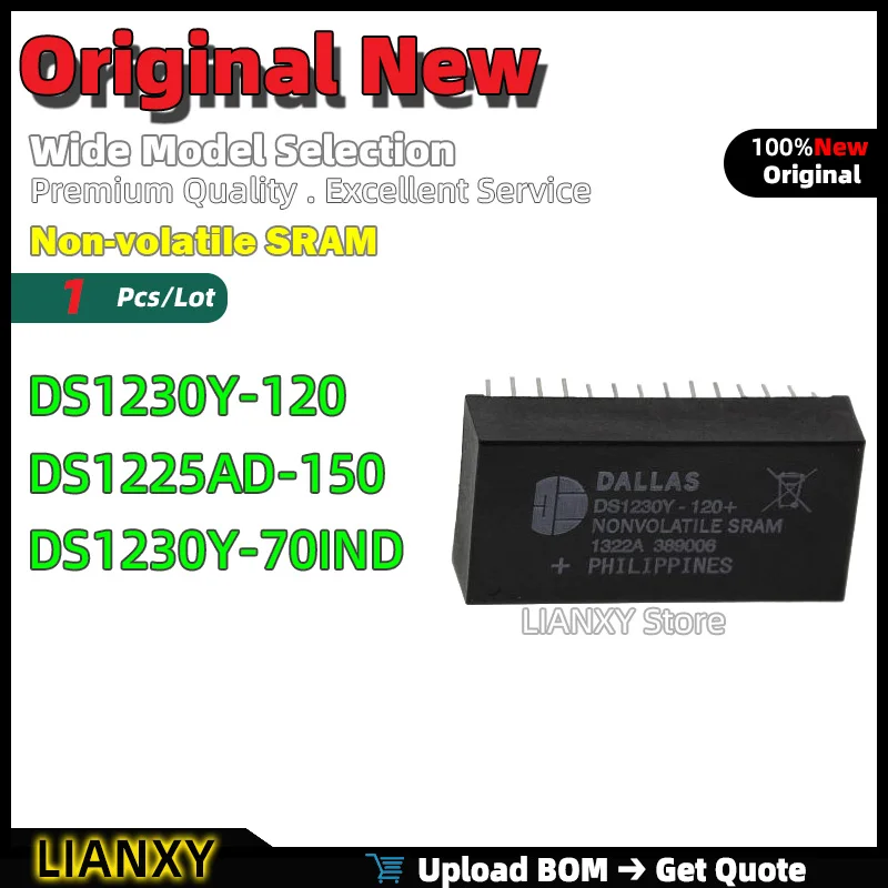 

1pcs DIP-28 DS1230Y-120 DS1225AD-150 DS1230Y-70IND Non-volatile SRAM New Original