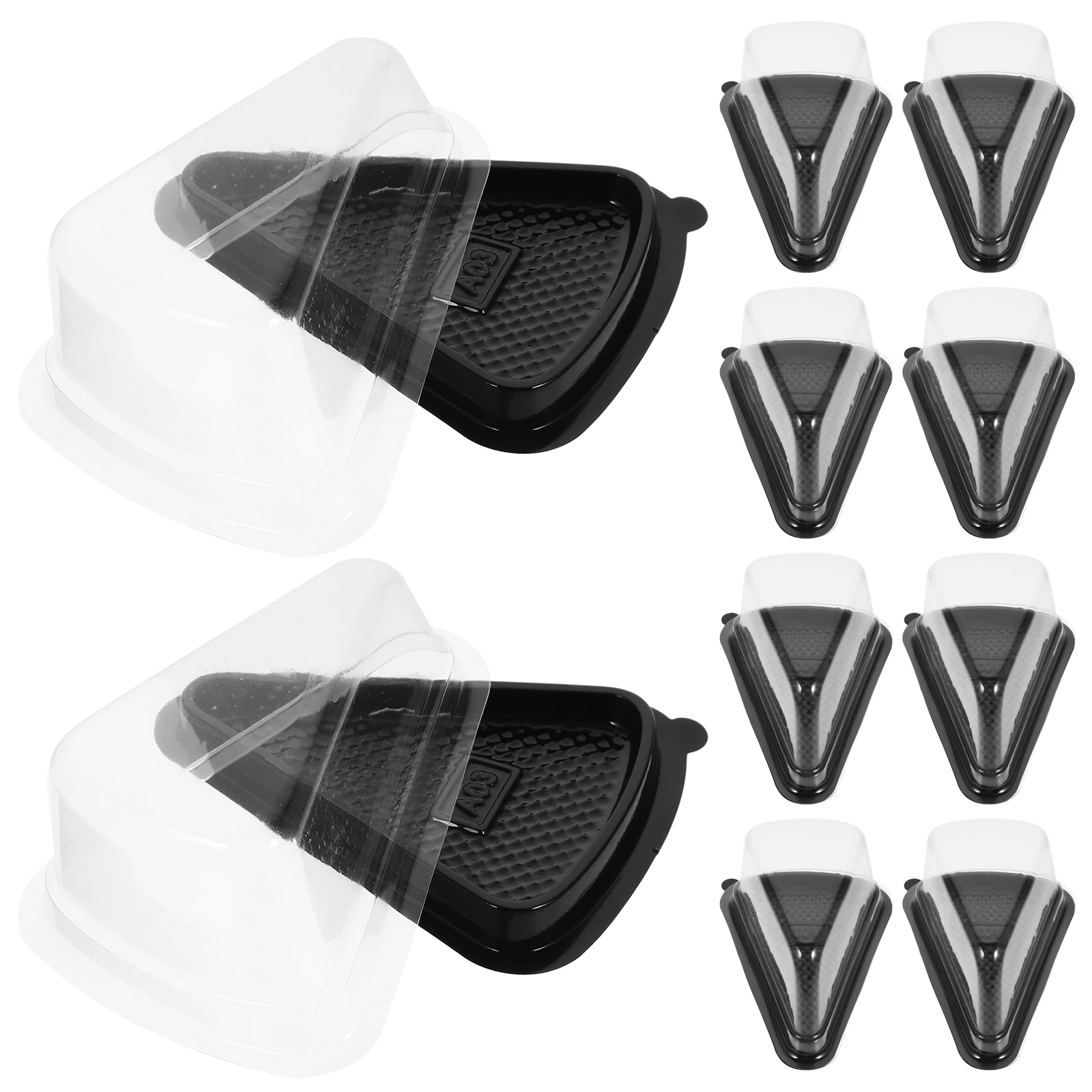 

10pcs Plastic Boxes Black Triangle Food Grade Reusable Bakery Packaging Plastic Sandwich Cake Box Containers Cake Display