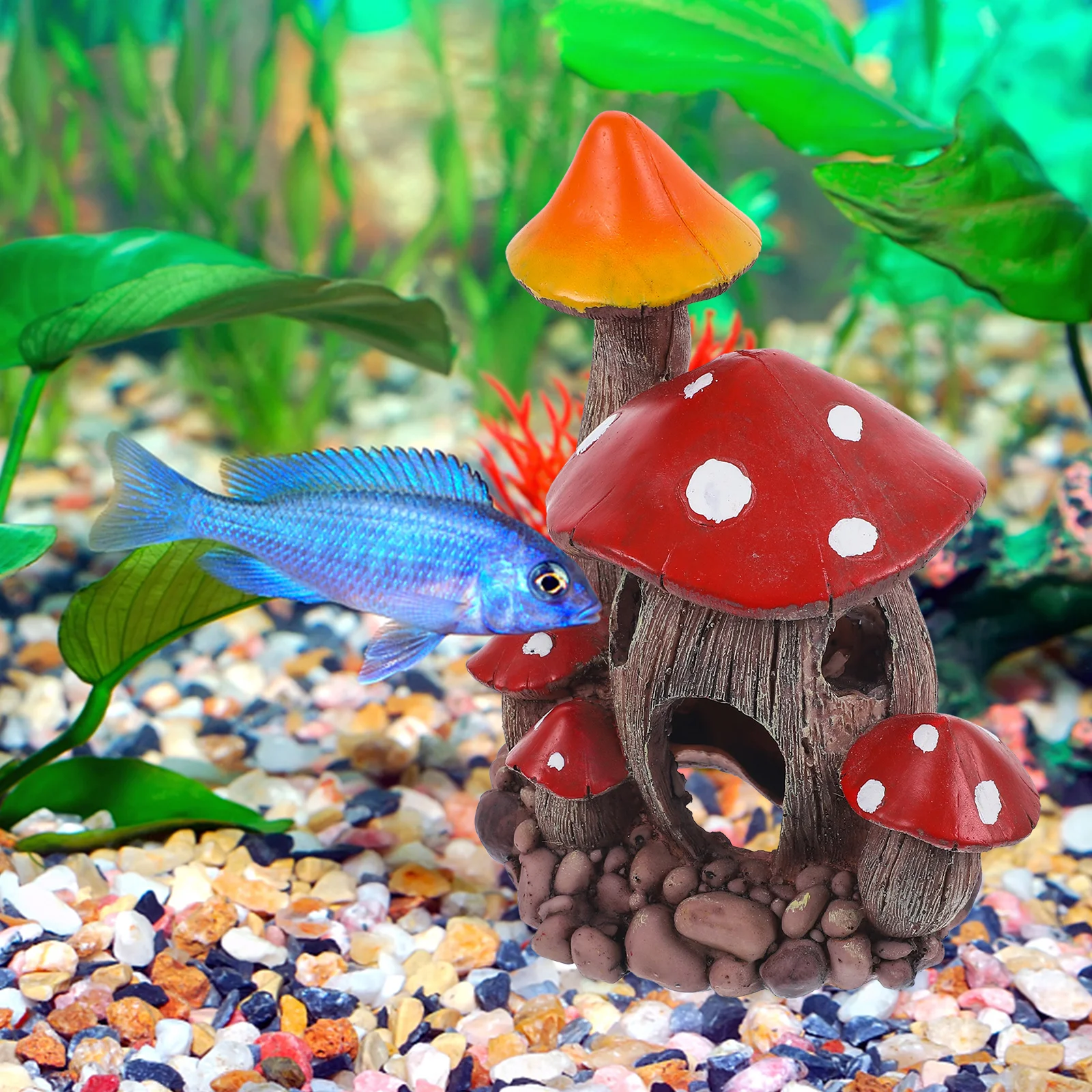 

Mushroom Hideout House Fish Shelter Aquarium Decorations Tank Accessories Cave Resin Vivid Playing Place Freshwater