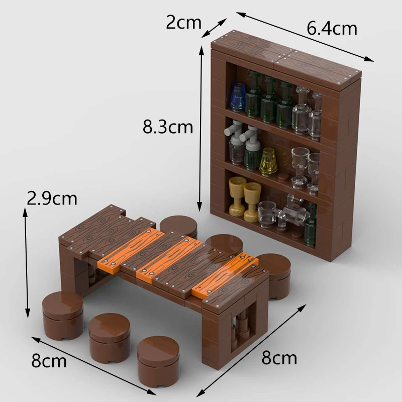 MOC-Bausteine, Möbel und Dekorationen für Wohnzimmer und Schlafzimmer – Bett, Bücherregal, Sofa, Computertisch, kleine Pflanzgefäße, Spielzeugmodelle. – Detail 33