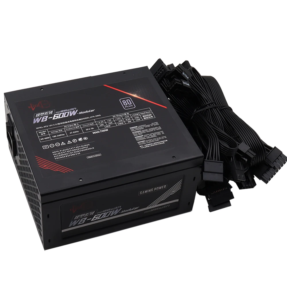 Wovibo Fonte PC Power Supply PSU Rated 600W 80Plus APFC 120mm Fan Gaming 220V 110V ATX Computer Fuente De Alimentacion Source