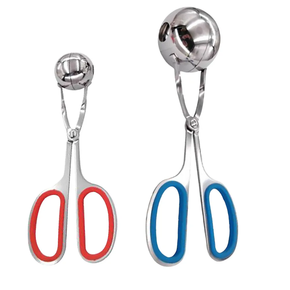 2Pcs Stainless Steel Meatball Clip Convenient Scissor Shape Kitchen Clip for Making Fish Tofu Balls Home Restaurant