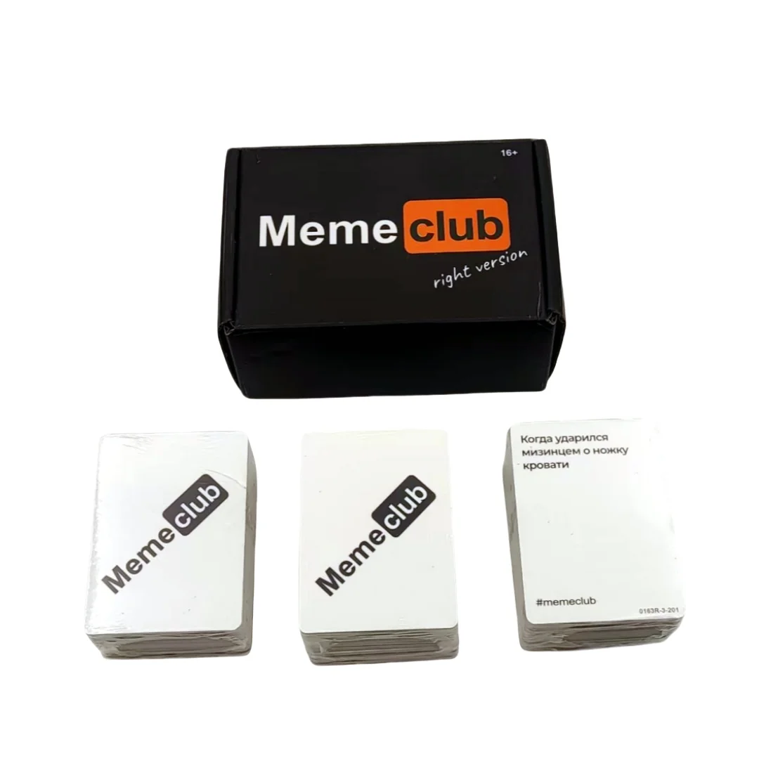 Meme Club, interaktives Tischspiel, Kartenspiel geeignet für Firmenpartys, Weihnachtsgeschenke.