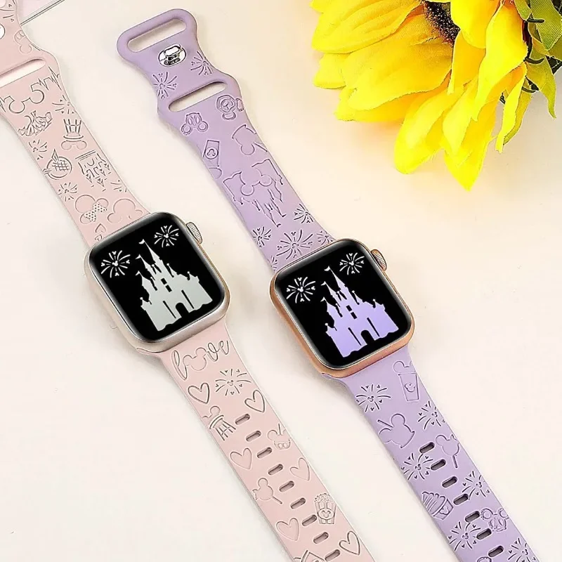 Cinturino Disney Mickey per cinturino Apple Watch 45mm 44mm 42mm 41mm 40mm 49mm 40 Mm bracciale Correa inciso iwatch Ultra 9 7 Se 3 6 8