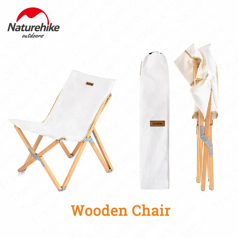 

Naturehike Folding Camping Chair Wooden Ultra-light Portable Oxford Cloth for Outdoor Travel Fishing Picnic Bench Steady Chair