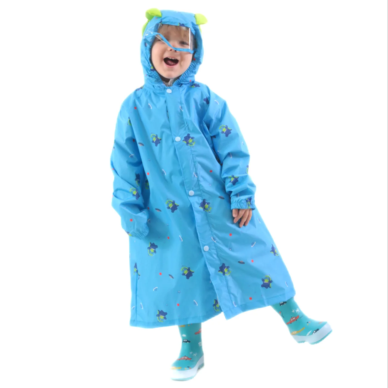 

75-150cm Waterproof Rain Coat Cover For Kids Infant Raincoat Poncho Jacket Hiking Camping Rainwear Schoolbag Positive