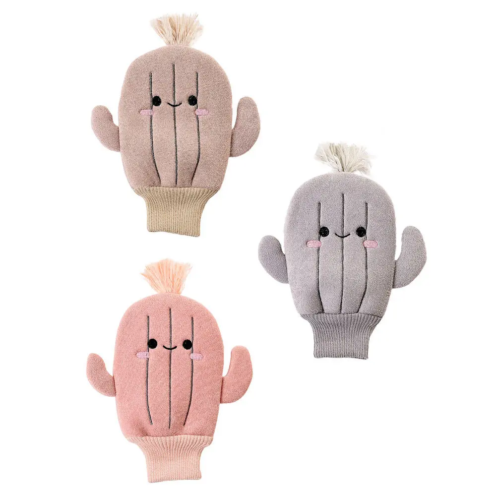 

3Pcs Baby Bath Mitts Cartoon Cactus Scrubber Towels Premium Soft Skinfriendly Lightweight Portable Assorted Color