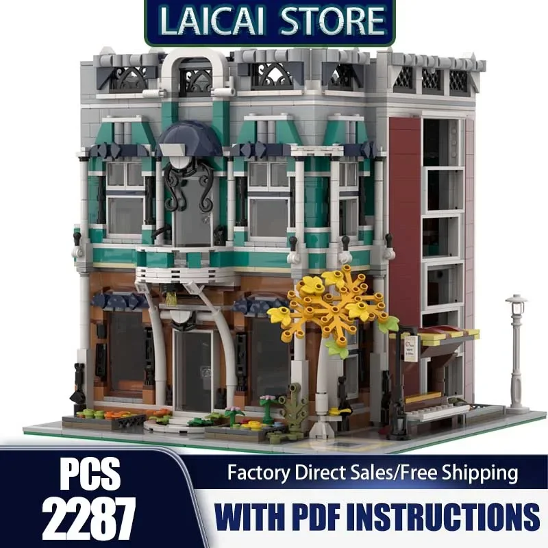

City Street View Model Moc Building Bricks Coffee House Model Technology Blocks Gift DlY Construstion Assembly Holiday Toys