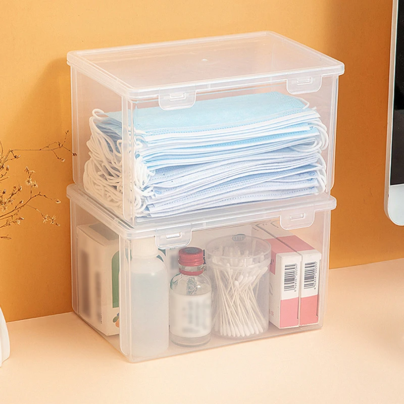 1PC Thickened Mask Storage Box Portable Transparent Flip Drug Storage Box Pill Jewelery Earrings Cosmetics Storage Box Storage image 3
