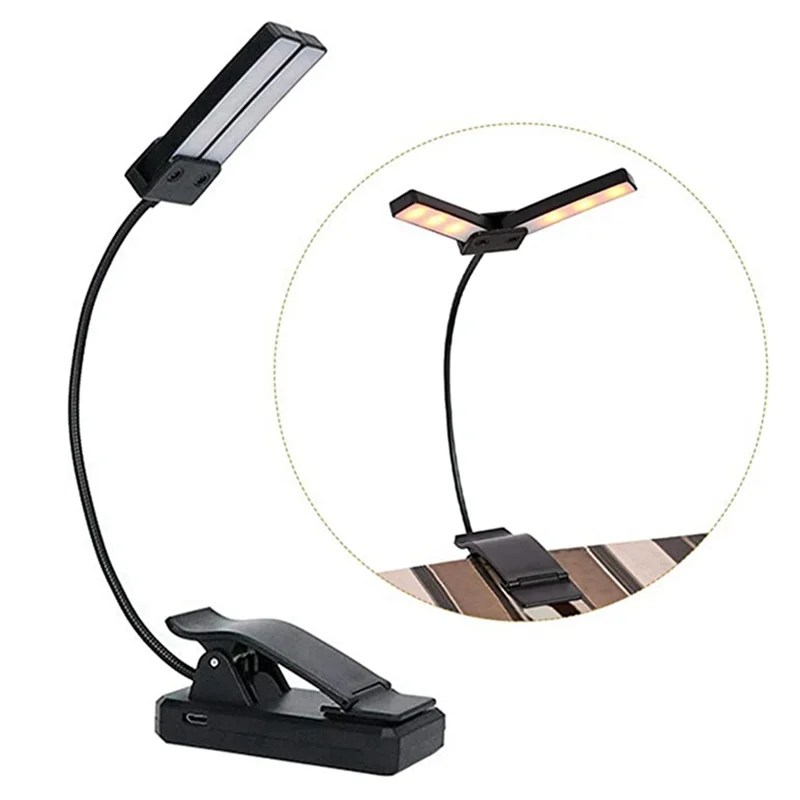 Double-Headed Rechargeable, Portable Music Stand Light, Clip-on Music Stand Light, Lightweight Eye Care Book Light