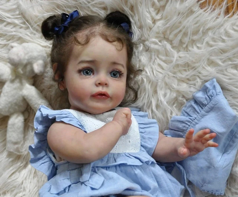 

60cm Reborn Baby Doll Princess Girl Baby Lifelike Real Soft Touch Sue-sue with Hand-Rooted Hair High Quality Handmade Art Doll