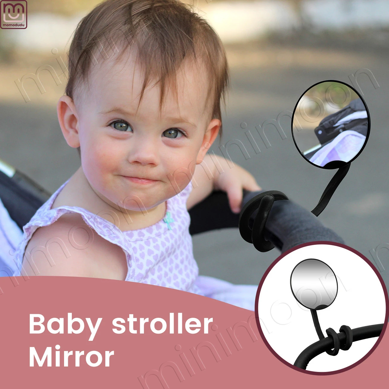 Adjustable Stroller Baby Mirror, Shatterproof 360° Rotating with Silicone Leg for Secure Viewing