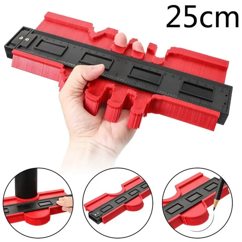 A02F-Shape Profile Copier,10-Inch Measuring Function For Tile, Composite Flooring, And Plastic Material Tool Red