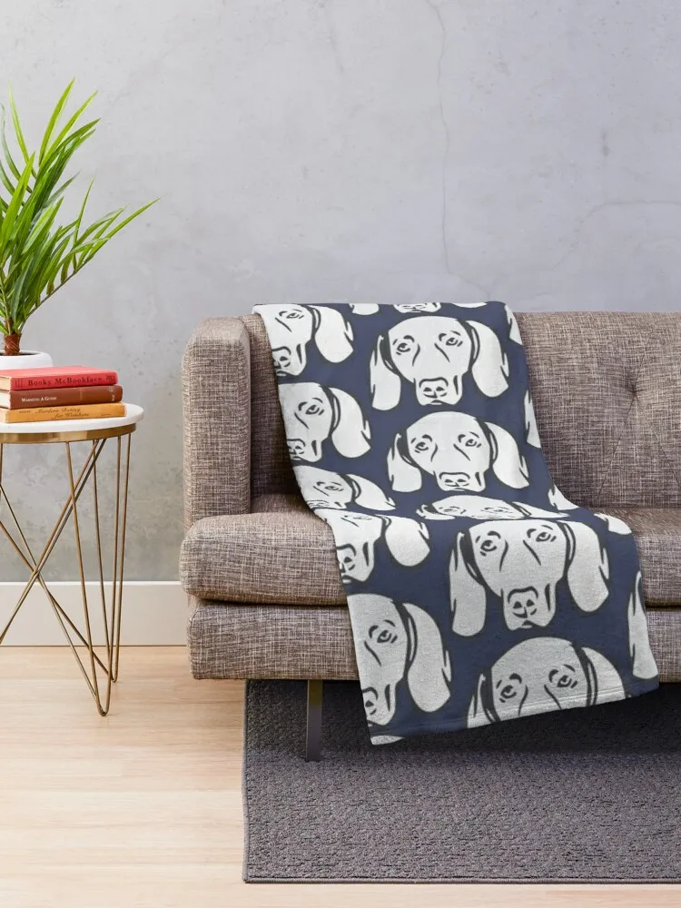 Weimaraner face - sweet Weimaraner puppy in gray and blue - Weimaraner gifts Throw Blanket Hairy Blankets