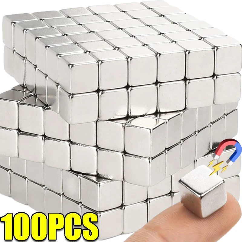 100/10pcs Cube Magnets Rare Earth Super Magnet Sheet Small Neodymium Bar for Household Refrigerator Office Decoration DIY Crafts