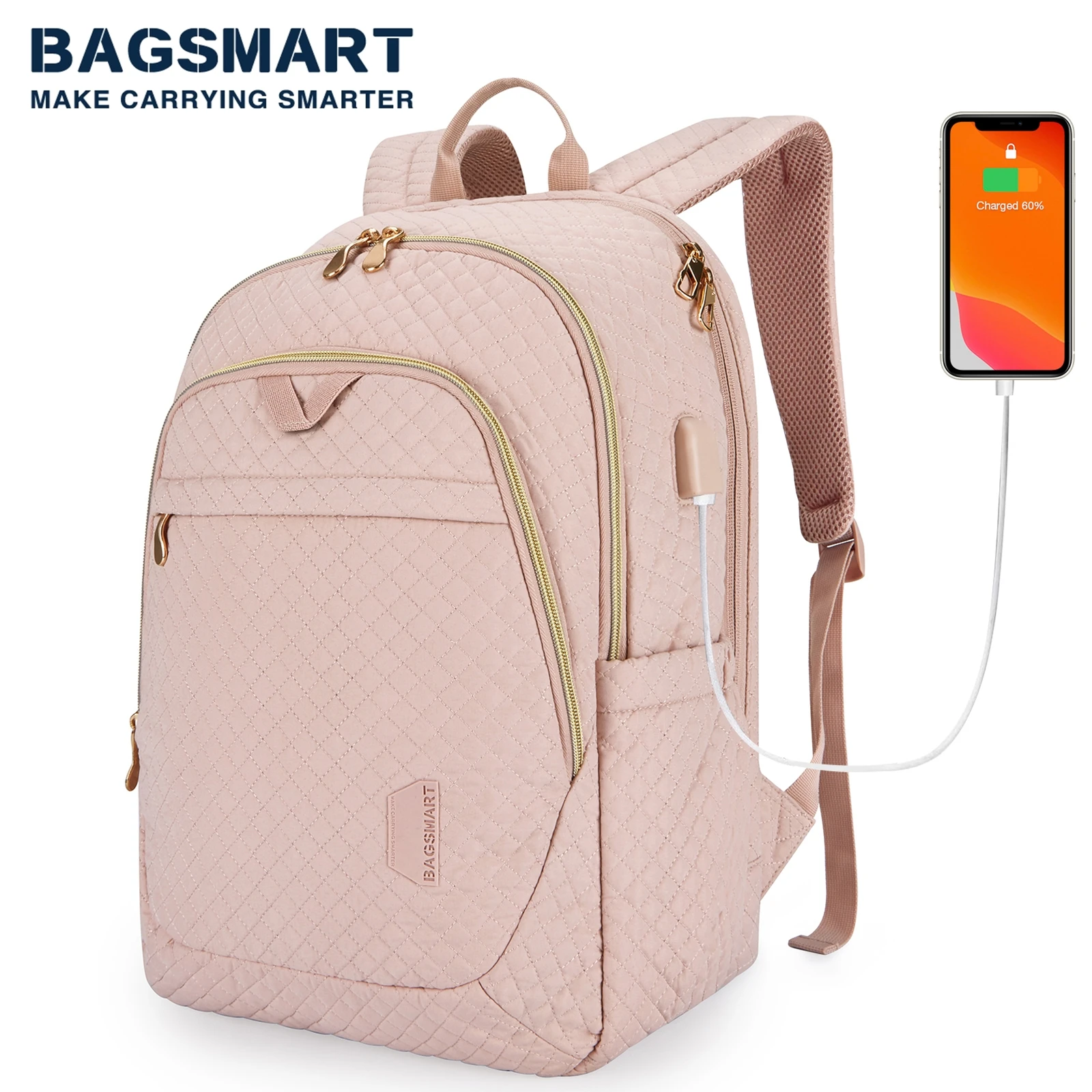 BAGSMART Women's Backpack Anti-theft 15.6 17.3'' Laptop Backpack Bag for Men Travel College School Backpack Travel Bag Mochila