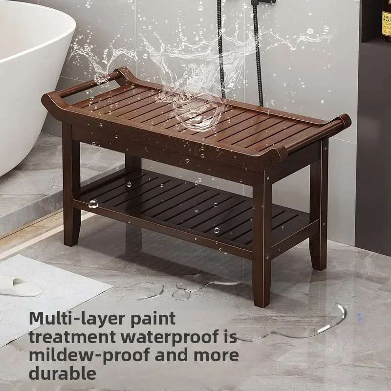 Bathroom Non-slip Bath Stool Foot Stool Low Stool Nanzhu Shower Special Seat Stool Shoe Change Stool Household Goods Factory