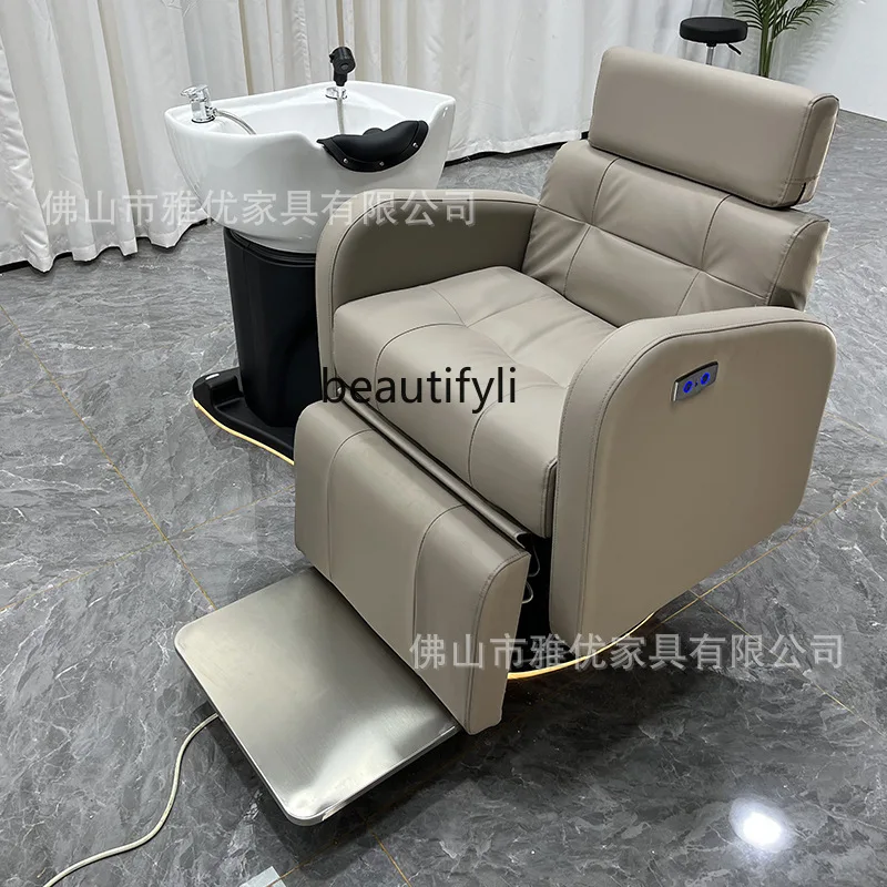 

High-end barber shop multi-functional electric shampoo bed hair salon special semi-full lying shampoo and hair cutting