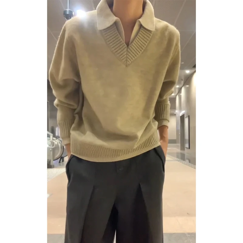 

Мужской трикотаж из двух предметов в стиле ретро, японский Sle Fake, мягкий удобный длинный свитер V-Ne для колледжа