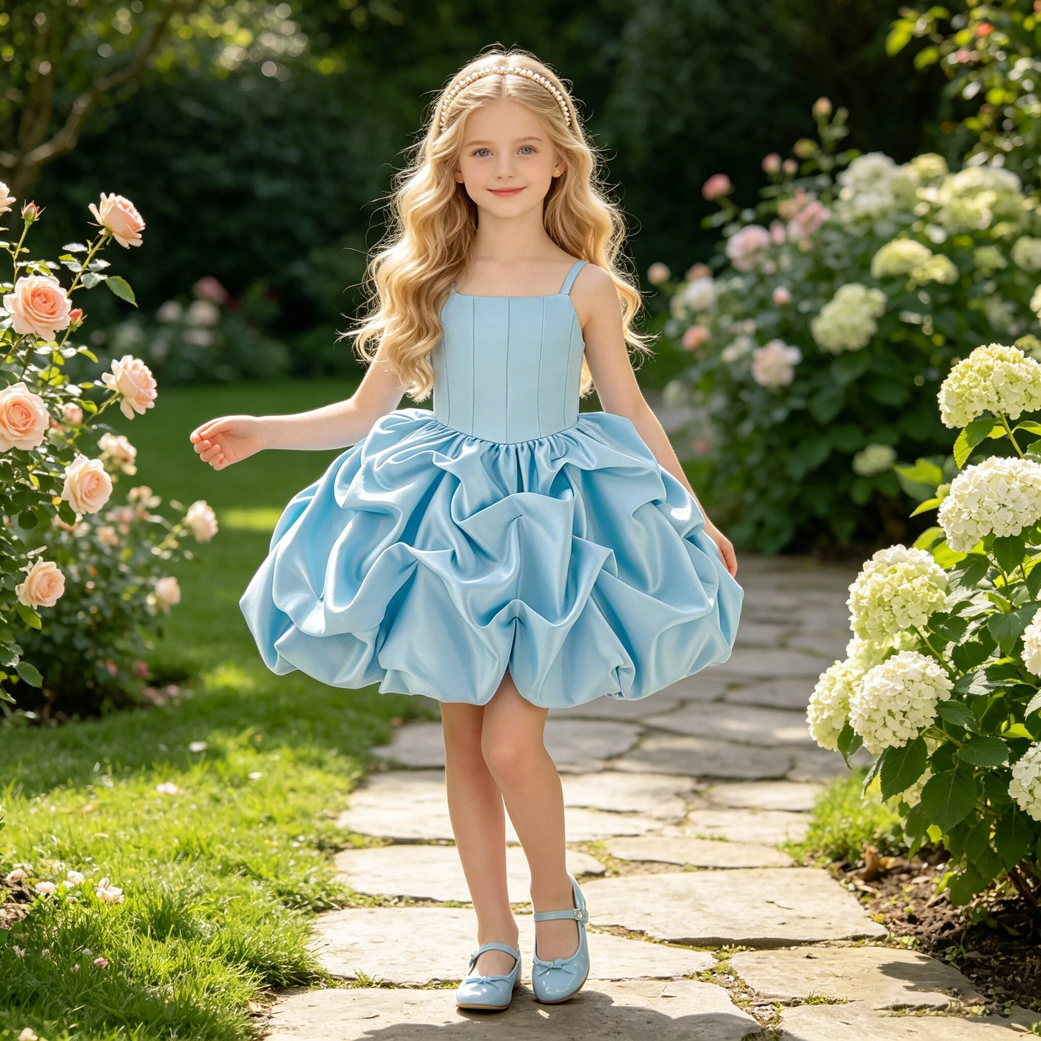 Flauschige Falte Brautjungfer Party Mädchen Kleid Elegante Hochzeit Geburtstag Gala Prinzessin Ballkleider Mädchen Abschlussfeier Kinder Kleidung